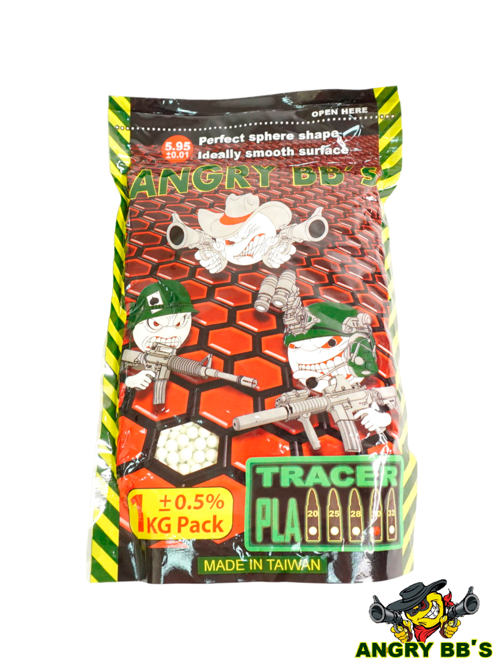 Шары трассерные Angry BB's 0,30 g (зелёные, 3300 шт, 1 кг, пакет)
