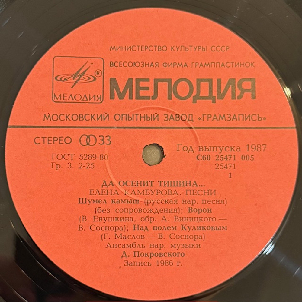 Виниловая пластинка Елена Камбурова – Да осенит тишина… (Мелодия) LP