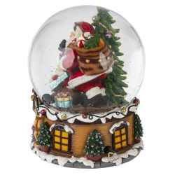 GAEM Фигурка декор в стекл шаре "Санта" (муз с ключ), D 15 см, L15 W15 H20,5 см