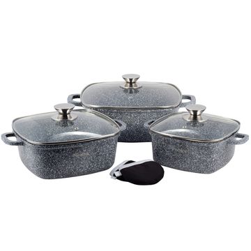 Набор квадратных кастрюль Ofenbach NB 100509 кастрюли 2,3 л; 4,4 л; 6,5 л; прихватки 2 шт.