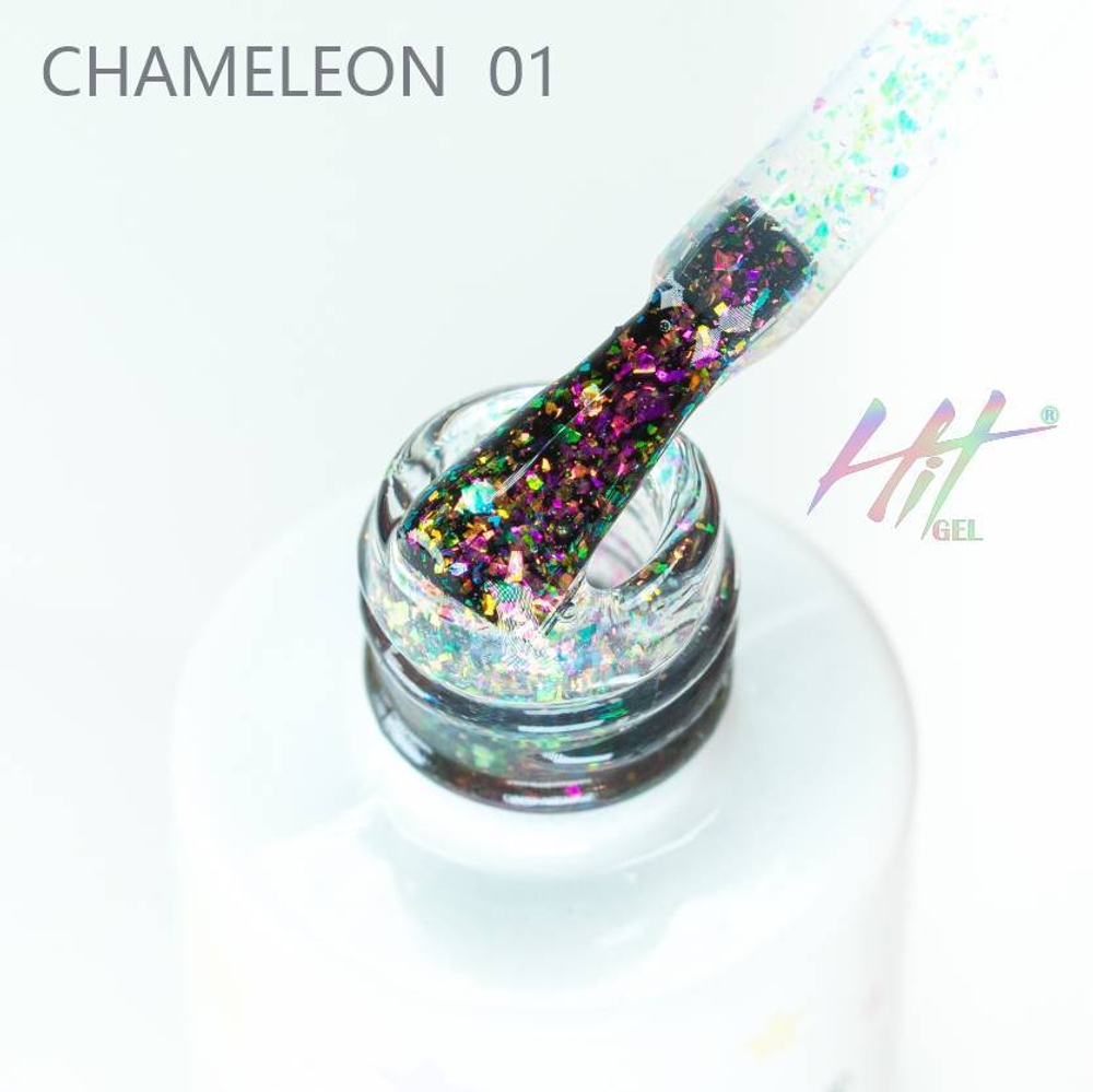 Топовое покрытие без липкого слоя для гель-лака Chameleon №01 ТМ "HIT gel", 9 мл