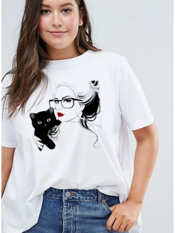 Футболка девушка с кошкой