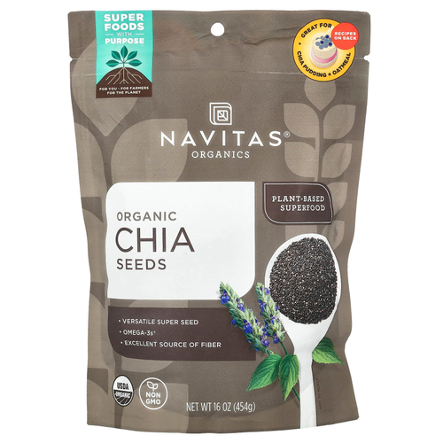 Navitas Organics, органические семена чиа, 454 г (16 унций)