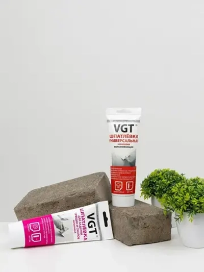 VGT (ВГТ) Шпатлевка акриловая для внутренних работ, заделки неровностей, трещин и сколов, 330 г, Цвет белый