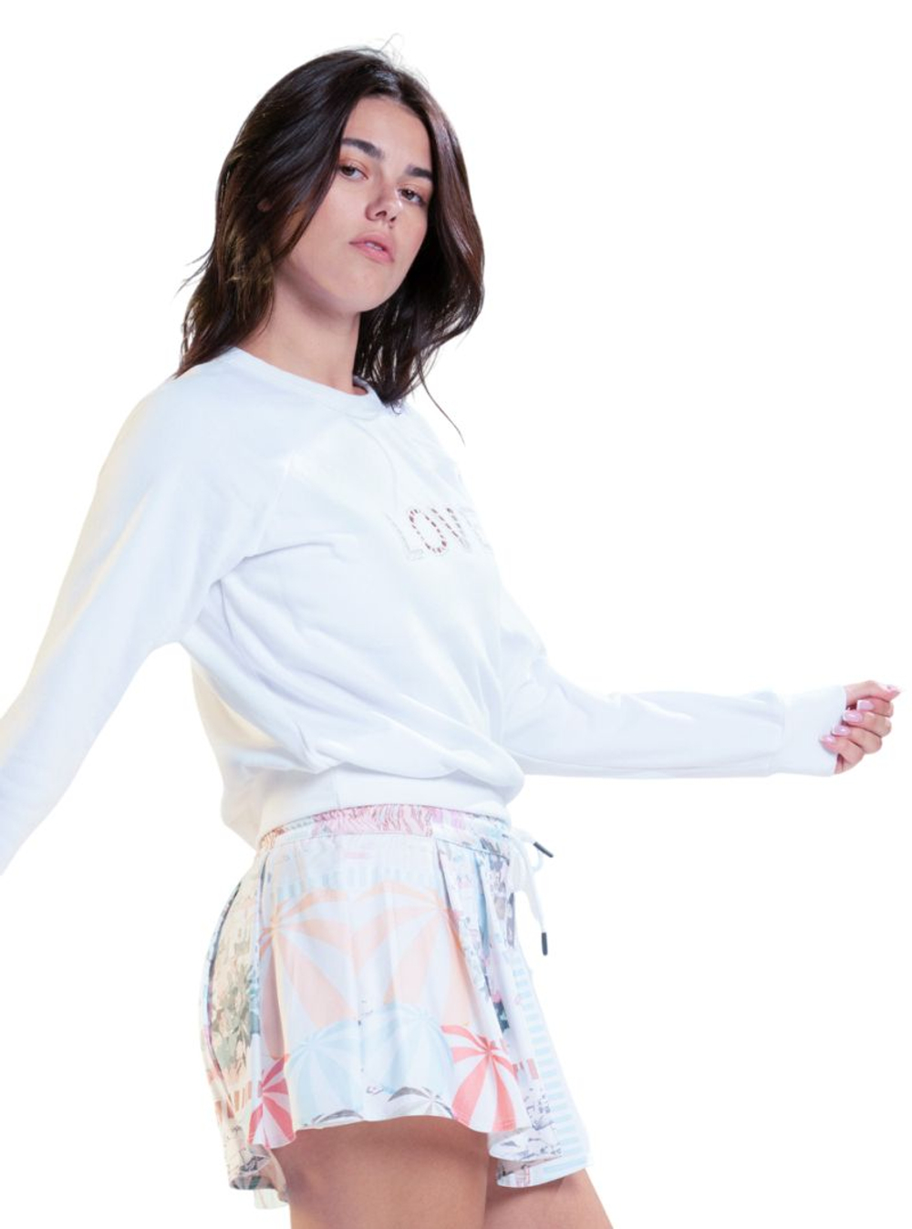 Женская Кофта теннисная Lucky in Love Love Pullover - white