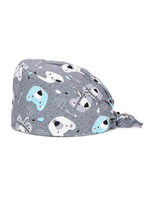 Шапочка медицинская, принт "Мишки", серая