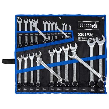 Ключи комбинированные, набор 25пр. (6-25, 27, 28, 30, 32, 36мм) Scheppach Sch-5261P36