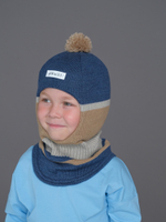 Шлем зимний вязаный (Синий беж) ЧИП