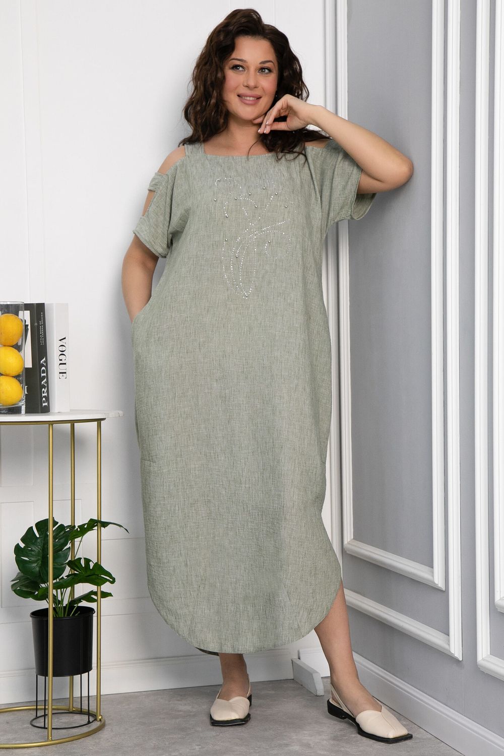 Платье В отпуск (зеленый меланж) П13708-8М LT Collection