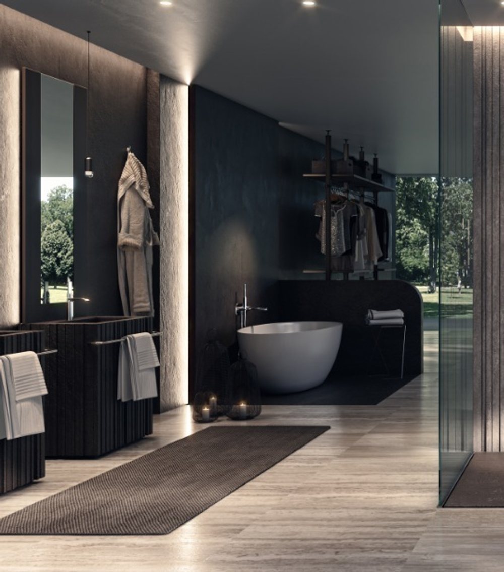 Bossini Apice смеситель для ванны с кнопочным переключением на 2 выхода, излив 207 мм, ручной душ Slim на фиксированном держателе, шланг Cromolux 150