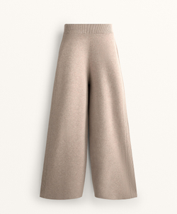 OYSHO Широкие трикотажные брюки с резинкой по бокам, серо-коричневый