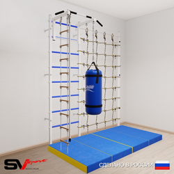 Шведская стенка Sv Sport 51460 (Турник стандарт/Канат/Лестница/Цепь/Мешок 22кг/Мат 2м/Канатный лаз)