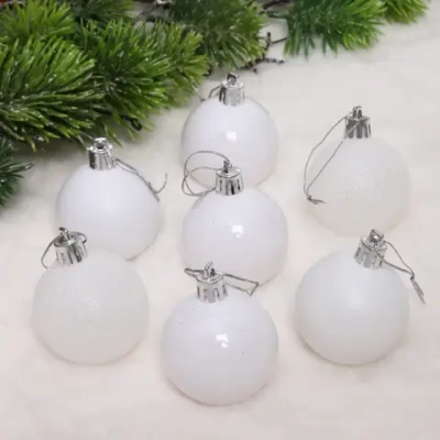 Новогодние шары 5 см (набор 24 шт) «Микс фактур», белоснежный