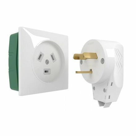 Комплект: розетка с вилкой для электроплиты 32А 250В, коробка в стену (белый)