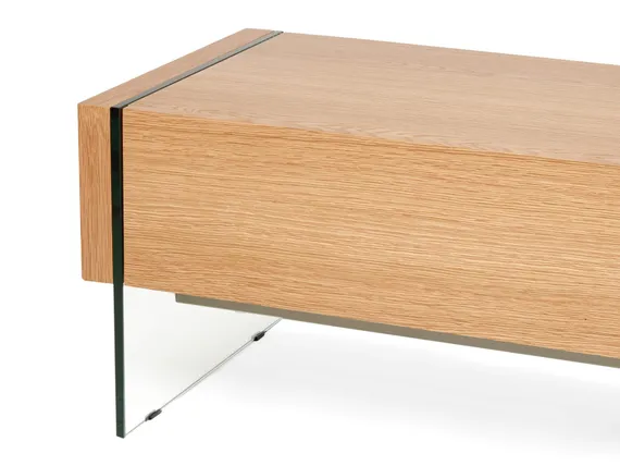 ТВ-тумба Somerset 188х38 см, шпон дуба, стеклянные ножки