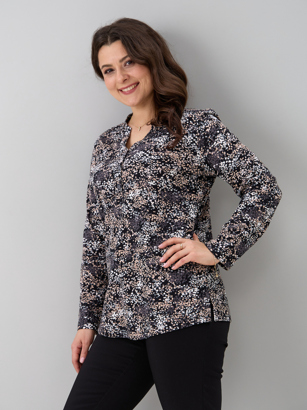 Блузка БЛ-22/черный-бежабстракция