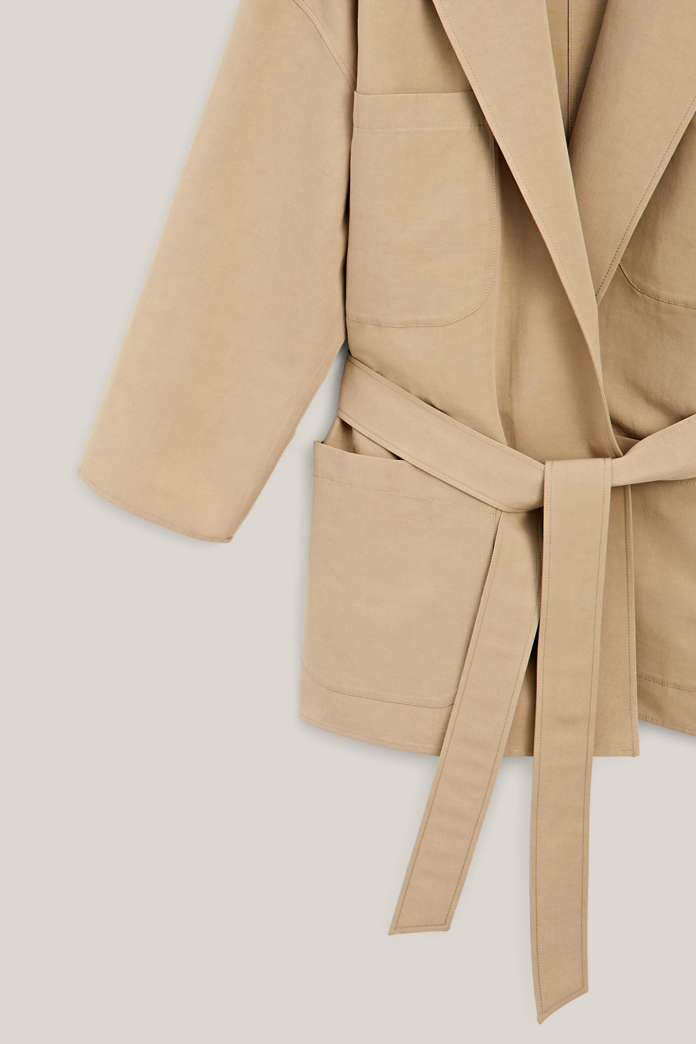 Massimo Dutti Куртка оверсайз из хлопка и льна - Limited Edition, бежевый