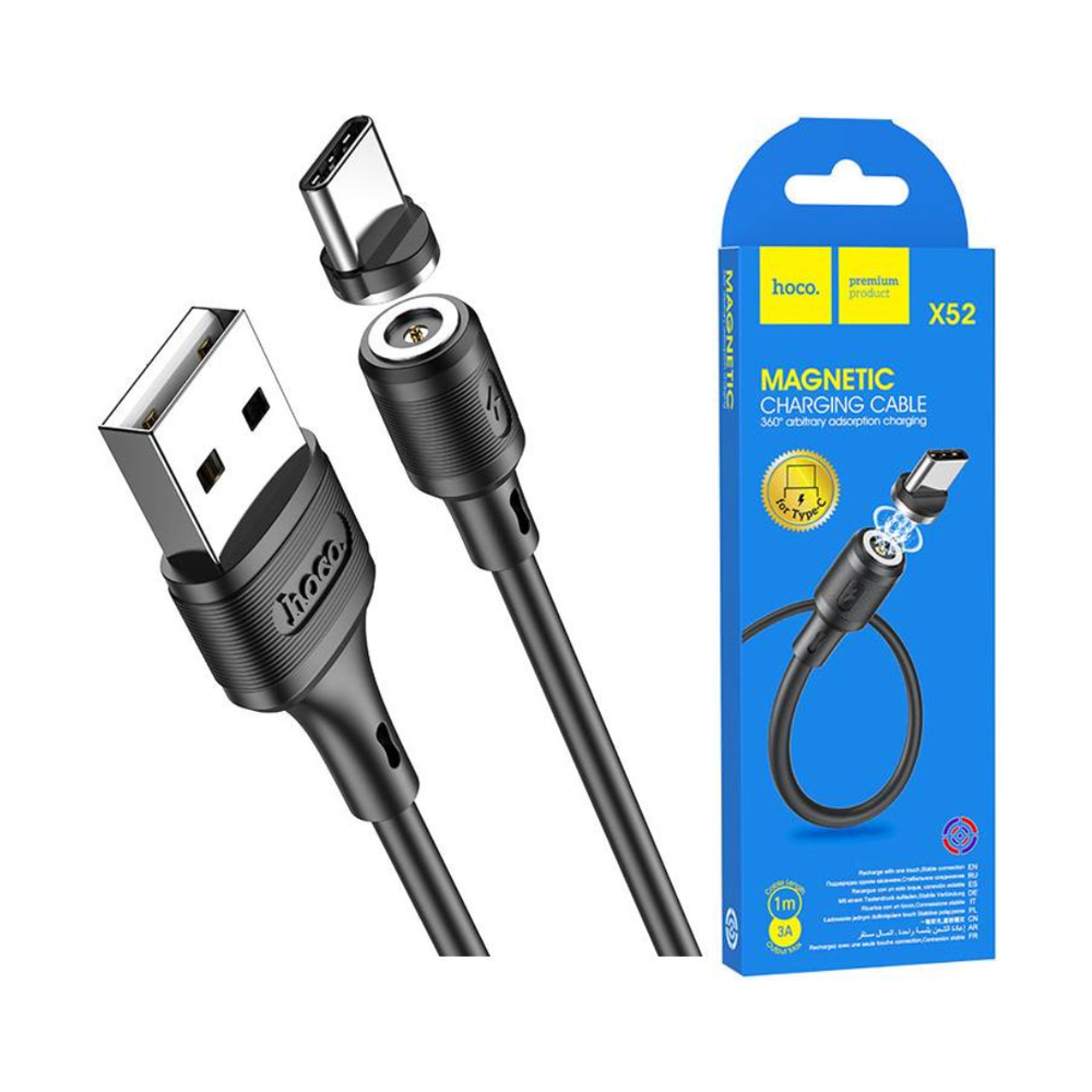 Кабель для зарядки Hoco X52 USB-A - Type-C, 3A, 1м, магнитный, черный