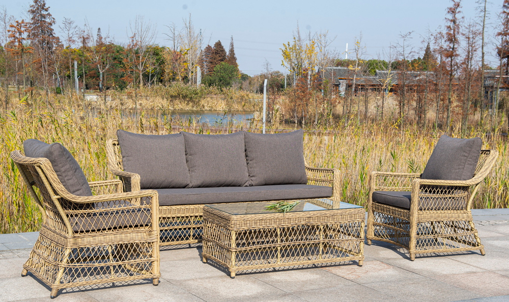 "Гранд Латте" стол журнальный из искусственного ротанга, цвет соломенный