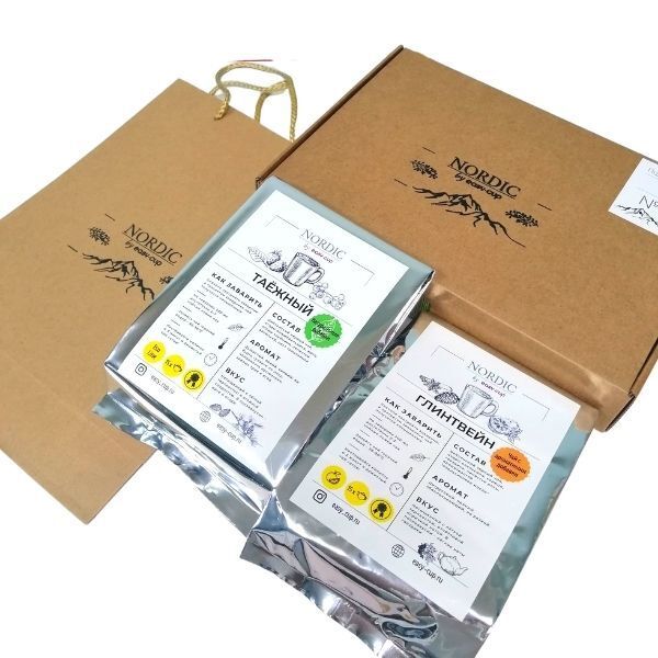 Черный чай Таёжный и Глинтвейн в подарочной упаковке.