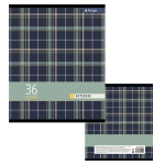 Тетрадь 36 л., А5, клетка, Alingar "Scotish cage.new style", скрепка, второй блок 60г/м2, мелованный картон (стандарт), 4 дизайна в пленке т/у