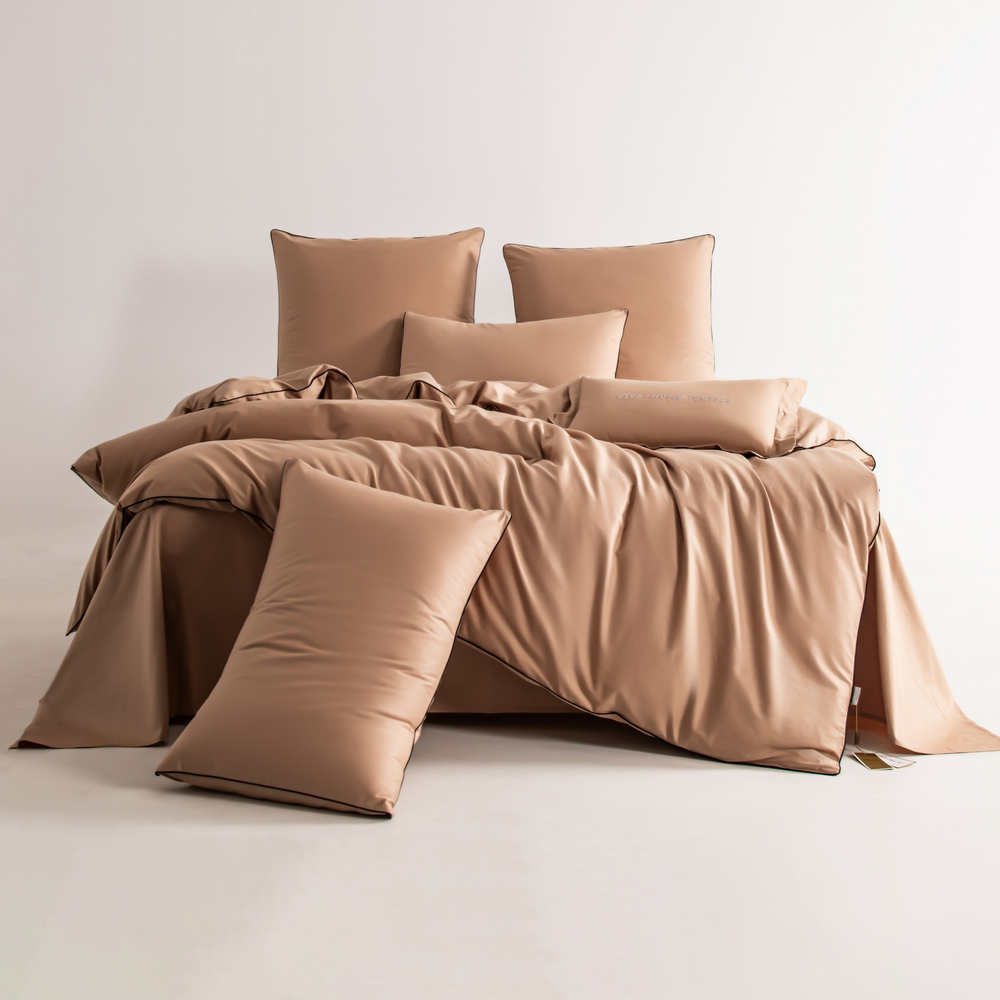 КПБ Однотонный Сатин Элитный на резинке OCER015, Евро, 4 наволочки, простынь 160*200*30