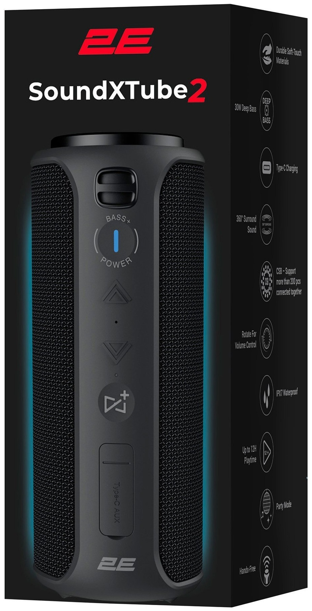 Портативная колонка 2E 2E SoundXTube 2 Black черный