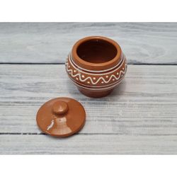 Горшок 150 мл d 6 см h6,5 см с крышкой "Псковский" керамика ПГ [1]