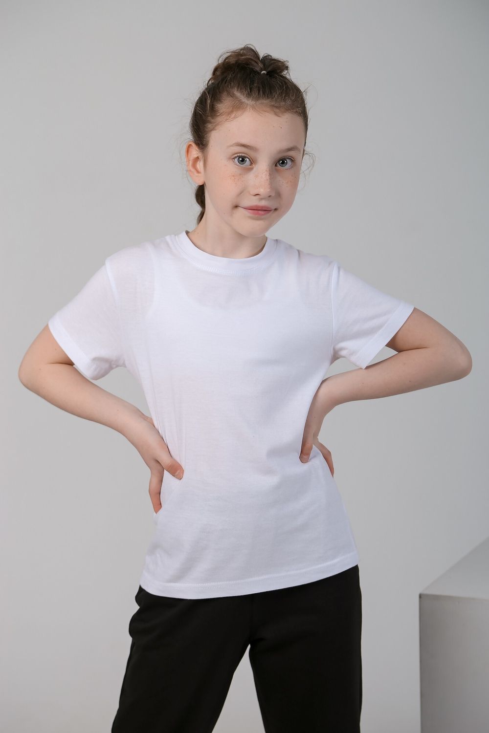 Фуфайка (футболка) для девочки Бэйсик-1 Виотекс ЧЁРНЫЙ