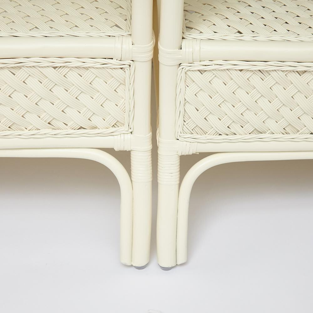 Комплект обеденный "ANDREA GRAND" (стол со стеклом+6 кресел+ подушки) TCH White (белый), Ткань рубчик, цвет кремовый