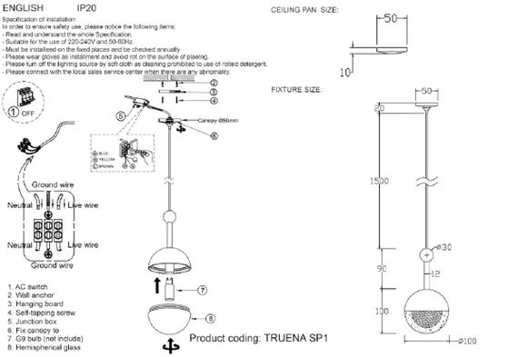 Подвесной светильник Crystal Lux TRUENA SP1 BRONZE