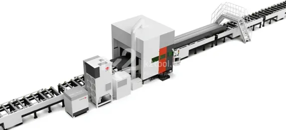 Лазерный труборез с роботом HGTECH для 3D-резки сверхтяжёлых балок