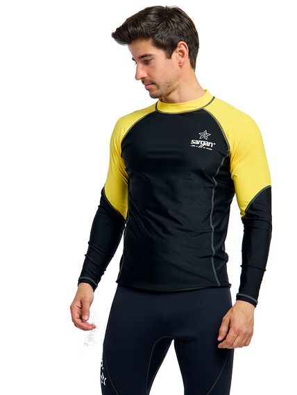 Футболка рашгард лонгслив Sargan Агидель UPF 50+ мужская черно-желтая
