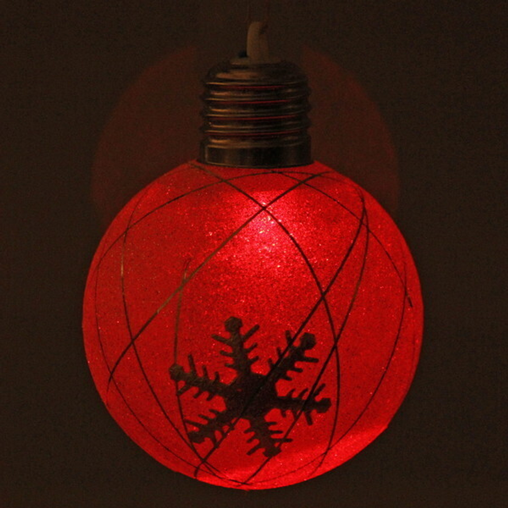 Шар новогодний с подсветкой 8 см «Снежинка», Мультицвет