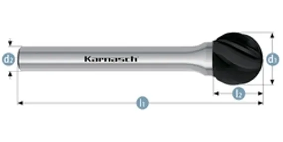 Борфреза твердосплавная Karnasch форма F, 3х14х3х38 мм, насечка HP-7 по алюминию, покрытие Black-Tec, арт. 11.5055-015