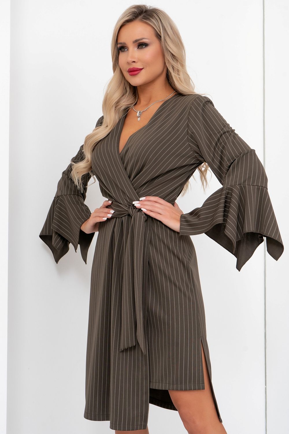 Платье Тиана (оливка/полоска) Р11-1195/3 Nikol