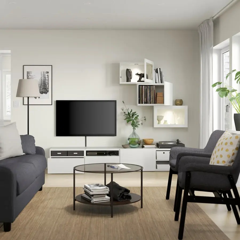 Комбинация для хранения ТВ - IKEA BESTÅ/BESTA, 190x42x240см, белый, БЕСТО ИКЕА