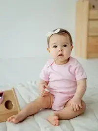 Боди с коротким рукавом "Пудра" из хлопка в рубчик 0+