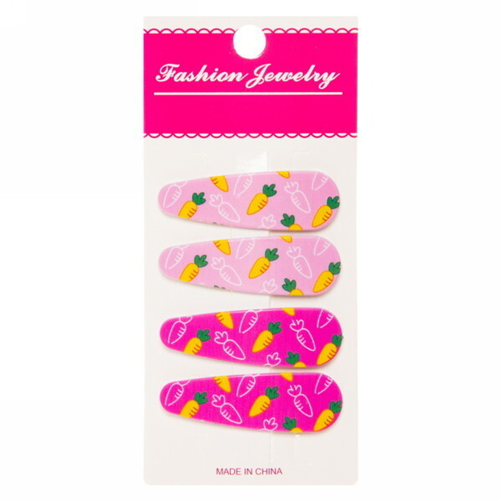 Зажимы для волос 4шт «Baby boom-Сочная Морковочка», микс 2 цвета, 5,2*1,7 см