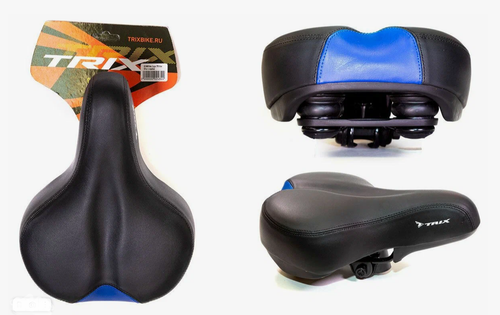 Седло TRIX комфорт 260x190 мм, эластомерное, черно-синее (20)