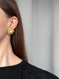 Клипсы с «жемчугом» и кристаллами