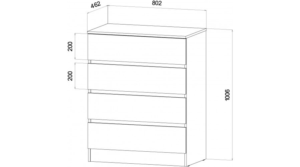 Ленора Комод 4 ящика Дуб вотан / Графит