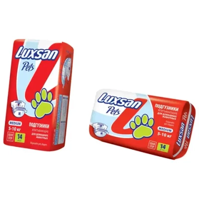 Luxsan premium подгузники для животных, m 5-10 кг, 14 шт