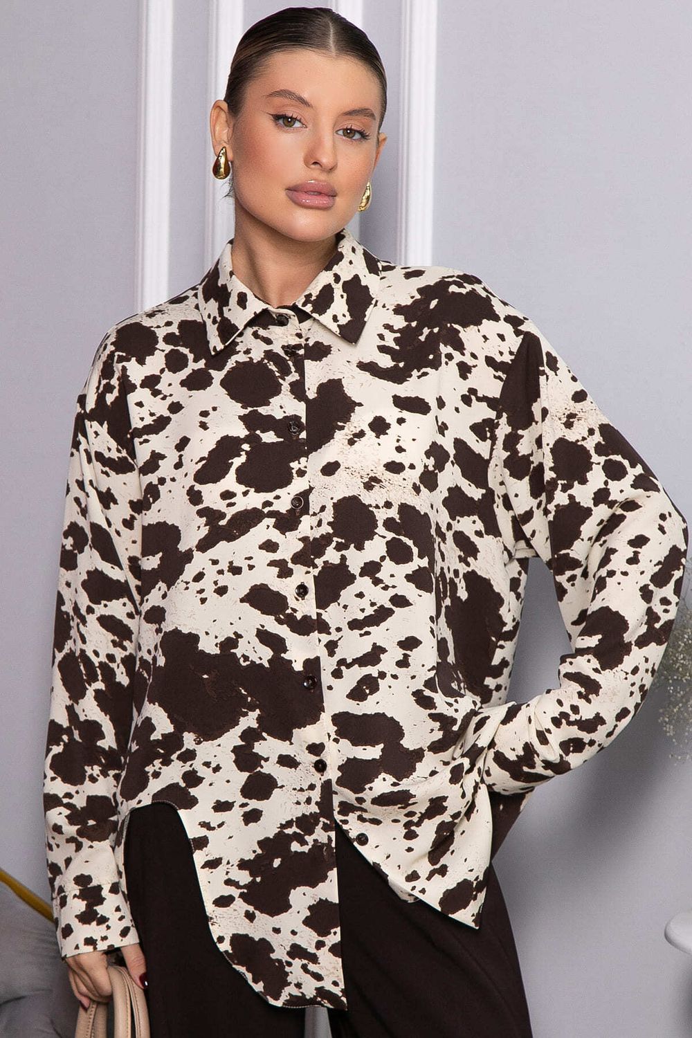 Блуза Тайна очарования (бело-коричневая) Б14432-5М LT Collection