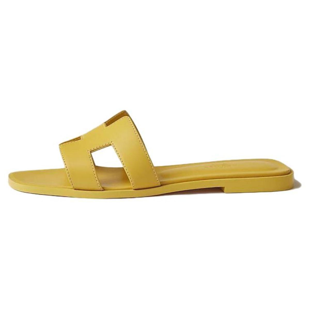 Hermes Oran set feet open-toed slippers women's yellow, H202230Z 8R