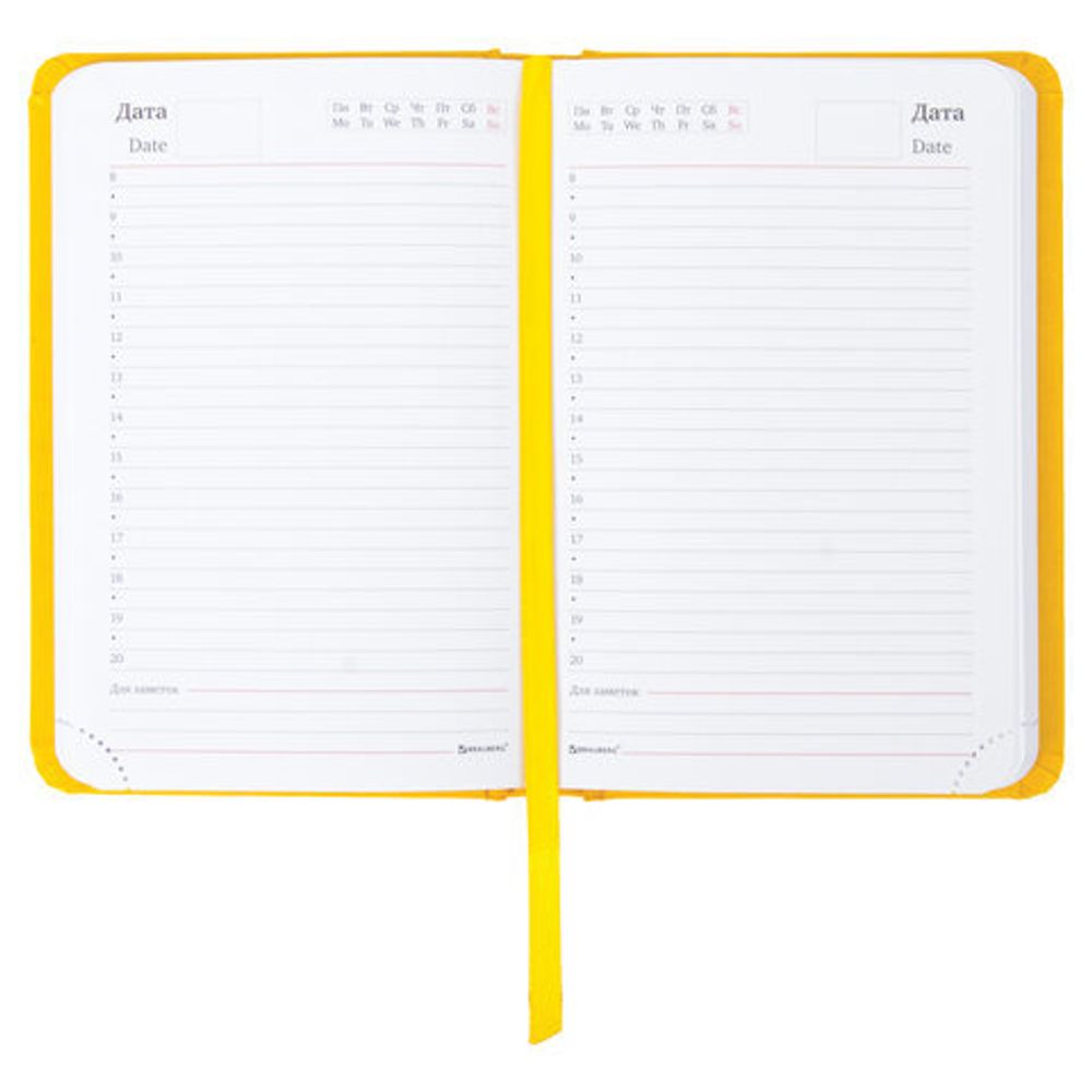 Ежедневник недатированный МАЛЫЙ ФОРМАТ А6 (100x150 мм) BRAUBERG "Select", балакрон, 160 л., желтый, 111684