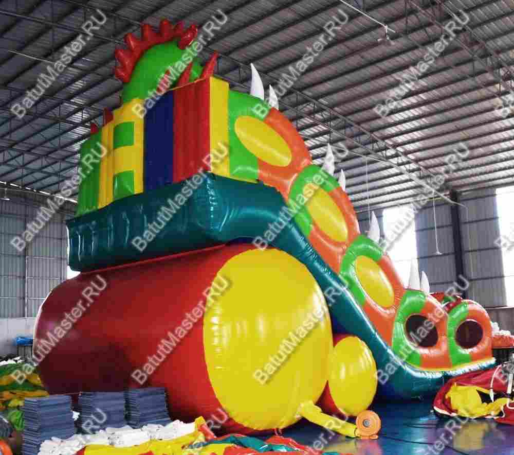 Батут-горка "Дракон 3" с шипами, 11*6*8,5 м