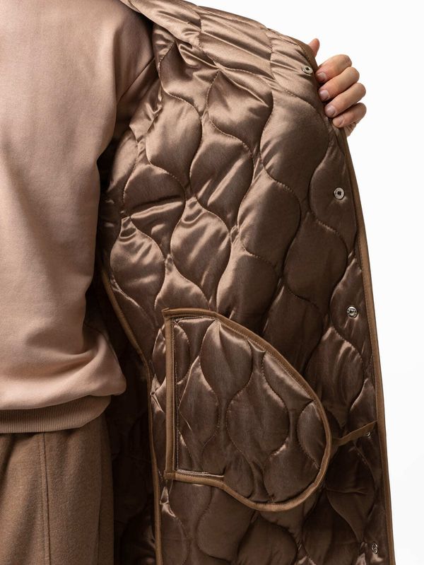 Куртка стежка длинная песочная - фото 5