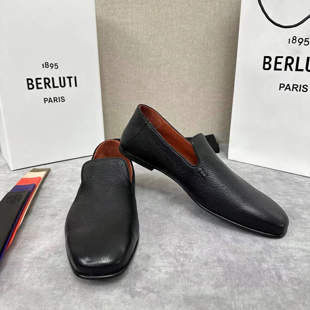 Мужские лоферы Berluti из зернистой кожи