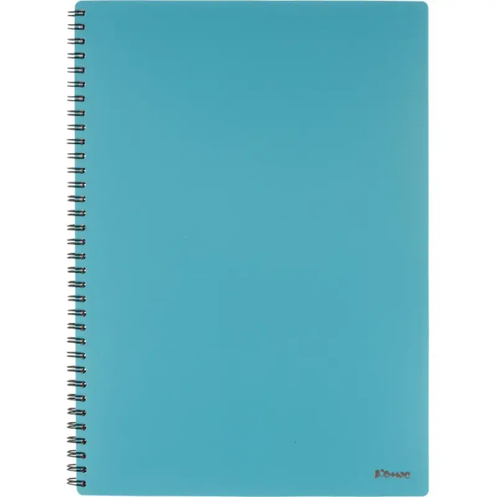 Бизнес-тетрадь Комус А4 100л, кл., обл.пластик, спираль, голубая  Classic
